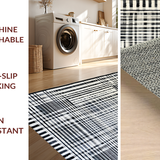 Ultra Soft Area Rug, Non Slip, Stain Resistant, Washable Area Rugs for Living Room, Bedroom, Geometric Black & White Area Rug:  Boho Chic Design(Black)