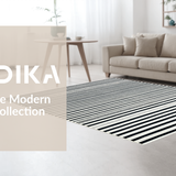Ultra Soft Area Rug, Non Slip, Stain Resistant, Washable Area Rugs for Living Room, Bedroom, Sleek Linear Contrast Rug Showcasing Sharp Black And White Stripe Motif(Black)