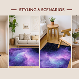 Ultra Soft Area Rug, Non Slip, Stain Resistant, Washable Area Rugs for Living Room, Bedroom, Enchanting Color Burst Galaxy Art(Purple)