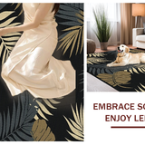 Ultra Soft Area Rug, Non Slip, Stain Resistant, Washable Area Rugs for Living Room, Bedroom, Contemporary Botanical Patterned Contrast(Black)