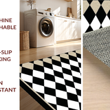 Ultra Soft Area Rug, Non Slip, Stain Resistant, Washable Area Rugs for Living Room, Bedroom, Chic Black Diamond Geometry(Black)