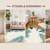 Ultra Soft Area Rug, Non Slip, Stain Resistant, Washable Area Rugs for Living Room, Bedroom, Transitional Coastal Vibe with Green(Beige)