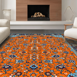 Ultra Soft Area Rug, Non Slip, Stain Resistant, Washable Area Rugs for Living Room, Bedroom, Elegant Retro Flower Arrangement(Orange)