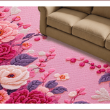 Ultra Soft Area Rug, Non Slip, Stain Resistant, Washable Area Rugs for Living Room, Bedroom, Charming Absorbent Floral Bath Carpet for Chic Decor(Pink)