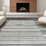 Ultra Soft Area Rug, Non Slip, Stain Resistant, Washable Area Rugs for Living Room, Bedroom, Minimalist Black and White Zigzag Runner Rug with Sharp Angular Stripes(Gray)