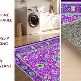 Ultra Soft Area Rug, Non Slip, Stain Resistant, Washable Area Rugs for Living Room, Bedroom, Serene Abstract Botanical Design(Purple)