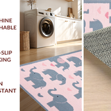 Ultra Soft Area Rug, Non Slip, Stain Resistant, Washable Area Rugs for Living Room, Bedroom, Rustic Vintage Elephant Graphic(Pink)