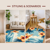 Ultra Soft Area Rug, Non Slip, Stain Resistant, Washable Area Rugs for Living Room, Bedroom, Exotic Botanical Graphic Design(Orange)
