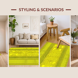 Ultra Soft Area Rug, Non Slip, Stain Resistant, Washable Area Rugs for Living Room, Bedroom, Bright Rustic Garden Geometry(Yellow)