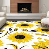 Ultra Soft Area Rug, Non Slip, Stain Resistant, Washable Area Rugs for Living Room, Bedroom, Luxurious Colorful Round Arrangement(Yellow)