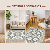 Ultra Soft Area Rug, Non Slip, Stain Resistant, Washable Area Rugs for Living Room, Bedroom, Rustic Ogee Motif Delight(Beige)