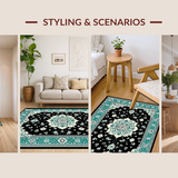 Geometric Black and Teal Motif(Black)