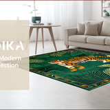Ultra Soft Area Rug, Non Slip, Stain Resistant, Washable Area Rugs for Living Room, Bedroom, Vintage Ethnic Jungle Aesthetic(Green)