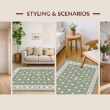 Ultra Soft Area Rug, Non Slip, Stain Resistant, Washable Area Rugs for Living Room, Bedroom, Modern Ivory Symmetrical Theme(Gray)