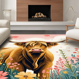 Ultra Soft Area Rug, Non Slip, Stain Resistant, Washable Area Rugs for Living Room, Bedroom, Whimsical Farmhouse Animal Design(Brown)