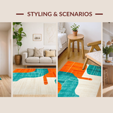 Ultra Soft Area Rug, Non Slip, Stain Resistant, Washable Area Rugs for Living Room, Bedroom, Contemporary Arch Motif(Orange)