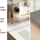 Ultra Soft Area Rug, Non Slip, Stain Resistant, Washable Area Rugs for Living Room, Bedroom, Elegant Dual-Tone Reversible Rug with Contemporary Linear Design(Gray)