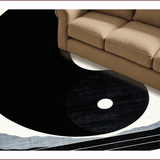 Ultra Soft Area Rug, Non Slip, Stain Resistant, Washable Area Rugs for Living Room, Bedroom, Contemporary Yin Yang Motif Accent(Black)
