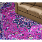 Ultra Soft Area Rug, Non Slip, Stain Resistant, Washable Area Rugs for Living Room, Bedroom, Elegant Pastel Geometric Motif(Pink)