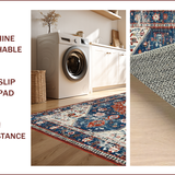 Ultra Soft Area Rug, Non Slip, Stain Resistant, Washable Area Rugs for Living Room, Bedroom, Rustic Vintage Floral Aesthetic(Blue)