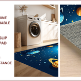 Ultra Soft Area Rug, Non Slip, Stain Resistant, Washable Area Rugs for Living Room, Bedroom, Outer Space Boys Bedroom Vibrant Planet Theme Rug(Blue)