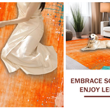 Ultra Soft Area Rug, Non Slip, Stain Resistant, Washable Area Rugs for Living Room, Bedroom, Artful Fluid Design with Vibrancy(Orange)