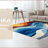 Ultra Soft Area Rug, Non Slip, Stain Resistant, Washable Area Rugs for Living Room, Bedroom, Vibrant Modern Abstract Motif(Blue)
