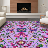 Ultra Soft Area Rug, Non Slip, Stain Resistant, Washable Area Rugs for Living Room, Bedroom, Elegant Shag Floral Motif(Purple)