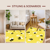 Ultra Soft Area Rug, Non Slip, Stain Resistant, Washable Area Rugs for Living Room, Bedroom, Nature-Infused Black and Yellow Style(Yellow)