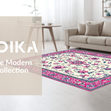 Ultra Soft Area Rug, Non Slip, Stain Resistant, Washable Area Rugs for Living Room, Bedroom, Vibrant Artful Floral Composition(White)