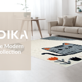 Ultra Soft Area Rug, Non Slip, Stain Resistant, Washable Area Rugs for Living Room, Bedroom, Trendy Monochrome Feline Artistry(Beige)