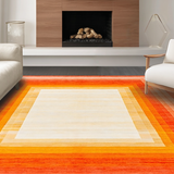 Ultra Soft Area Rug, Non Slip, Stain Resistant, Washable Area Rugs for Living Room, Bedroom, Bright Eclectic Diamond Composition(Orange)