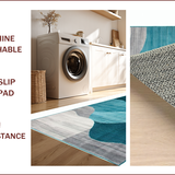 Ultra Soft Area Rug, Non Slip, Stain Resistant, Washable Area Rugs for Living Room, Bedroom, Contemporary Neutral Teal Waves(Blue)