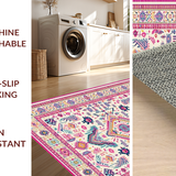 Ultra Soft Area Rug, Non Slip, Stain Resistant, Washable Area Rugs for Living Room, Bedroom, Artistic Pink Medallion Fusion(White)