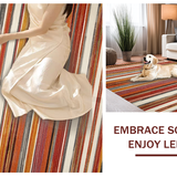 Ultra Soft Area Rug, Non Slip, Stain Resistant, Washable Area Rugs for Living Room, Bedroom, Rustic Earthy Striped Motif(Red)