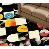 Ultra Soft Area Rug, Non Slip, Stain Resistant, Washable Area Rugs for Living Room, Bedroom, Retro Monochrome Circular Pattern(Black)
