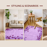 Ultra Soft Area Rug, Non Slip, Stain Resistant, Washable Area Rugs for Living Room, Bedroom, Vibrant Cozy Botanical Touch(Purple)