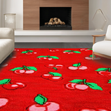 Ultra Soft Area Rug, Non Slip, Stain Resistant, Washable Area Rugs for Living Room, Bedroom, Bold Modern Fruit Illustrations(Red)