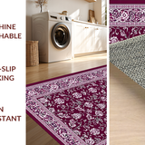 Ultra Soft Area Rug, Non Slip, Stain Resistant, Washable Area Rugs for Living Room, Bedroom, Dark Purple Botanical Inspiration(Purple)