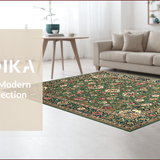 Ultra Soft Area Rug, Non Slip, Stain Resistant, Washable Area Rugs for Living Room, Bedroom, Elegant Transitional Tiled Design(Green)