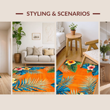 Ultra Soft Area Rug, Non Slip, Stain Resistant, Washable Area Rugs for Living Room, Bedroom, Striking Colorful Petal Composition(Orange)