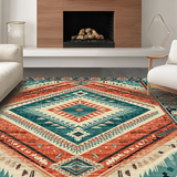 Ultra Soft Area Rug, Non Slip, Stain Resistant, Washable Area Rugs for Living Room, Bedroom, Contemporary Geometric Pattern Fusion(Red)