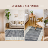 Ultra Soft Area Rug, Non Slip, Stain Resistant, Washable Area Rugs for Living Room, Bedroom, Monochrome Motion: Striped Woven Floor Rug, Entryway Style(Gray)