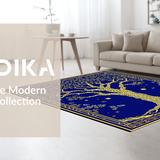 Ultra Soft Area Rug, Non Slip, Stain Resistant, Washable Area Rugs for Living Room, Bedroom, Rustic Geometric Blue Patterns(Blue)