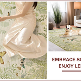 Ultra Soft Area Rug, Non Slip, Stain Resistant, Washable Area Rugs for Living Room, Bedroom, Artistic Nature-Inspired Insect Motif(Beige)