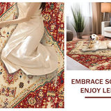 Ultra Soft Area Rug, Non Slip, Stain Resistant, Washable Area Rugs for Living Room, Bedroom, Cozy Earth Tone Motif(Red)