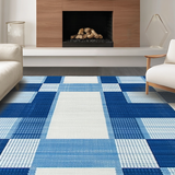 Ultra Soft Area Rug, Non Slip, Stain Resistant, Washable Area Rugs for Living Room, Bedroom, Stylish Minimalist Geometric Lines(Blue)