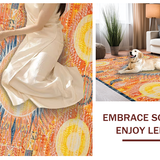 Ultra Soft Area Rug, Non Slip, Stain Resistant, Washable Area Rugs for Living Room, Bedroom, Eclectic Earthy Sunburst Aesthetic(Orange)