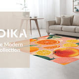 Ultra Soft Area Rug, Non Slip, Stain Resistant, Washable Area Rugs for Living Room, Bedroom, Blush Fruit Design Area Rug Bright Orange Green Carpet(Orange)