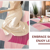 Ultra Soft Area Rug, Non Slip, Stain Resistant, Washable Area Rugs for Living Room, Bedroom, Boho Abstract Washable(Pink)